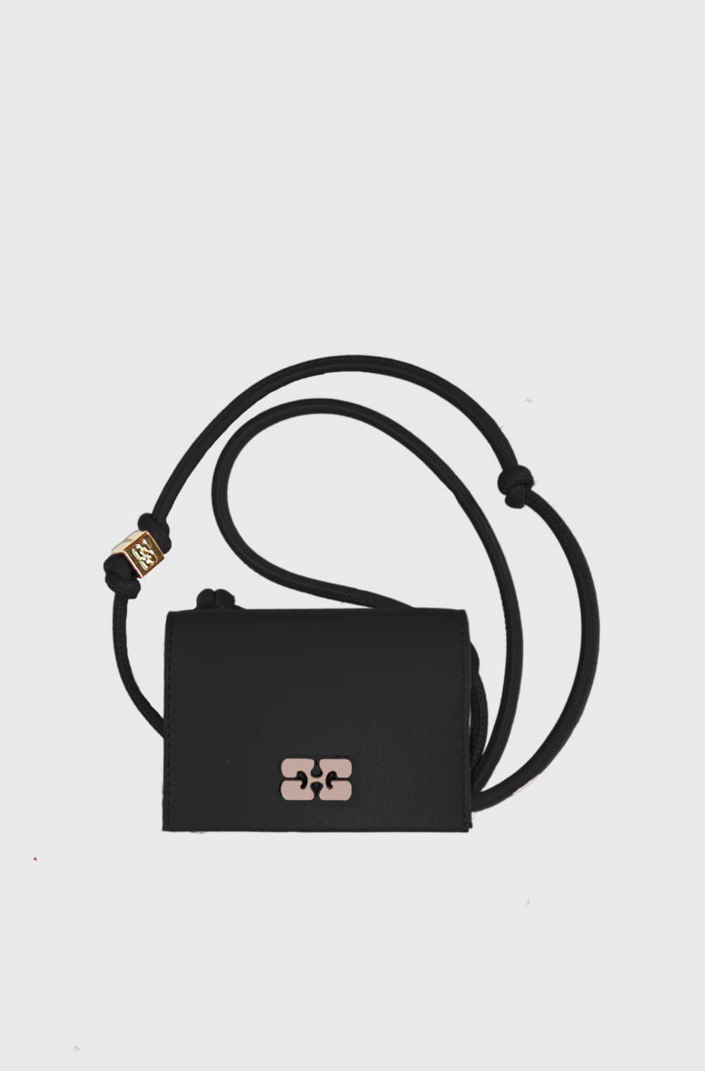 GANNI Bou Wallet with Strap Black -st0001