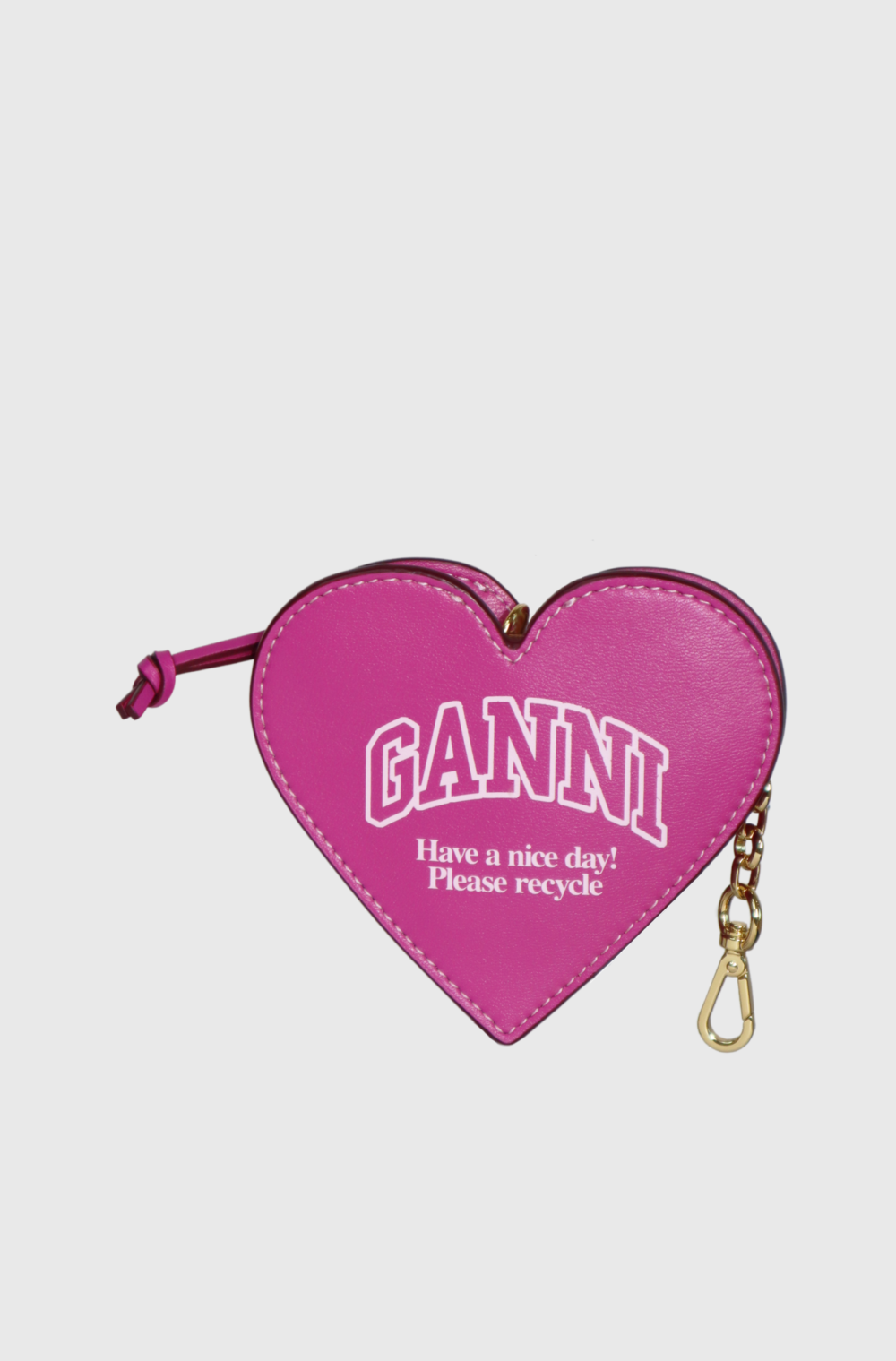 GANNI Funny Heart Zipped Coin Purse Pink-st002