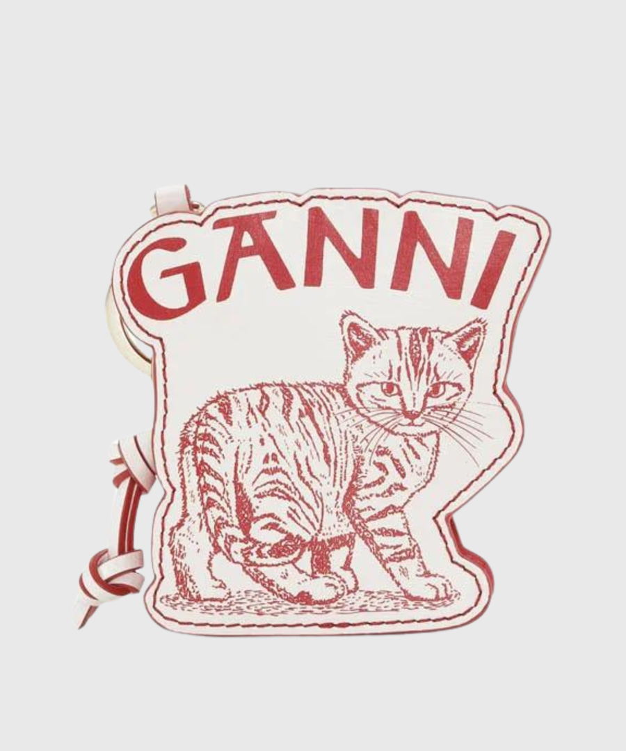 GANNI Kitten Keychain White -st001