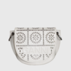 Ganni Banner perforated saddle bag white - st003