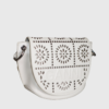 Ganni Banner perforated saddle bag white - st004