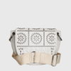 Ganni Banner perforated saddle bag white - st005