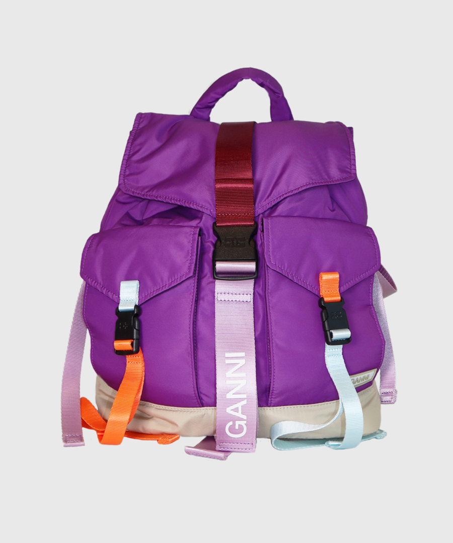 Ganni Tech multi-pocket backpack Purpel- st001