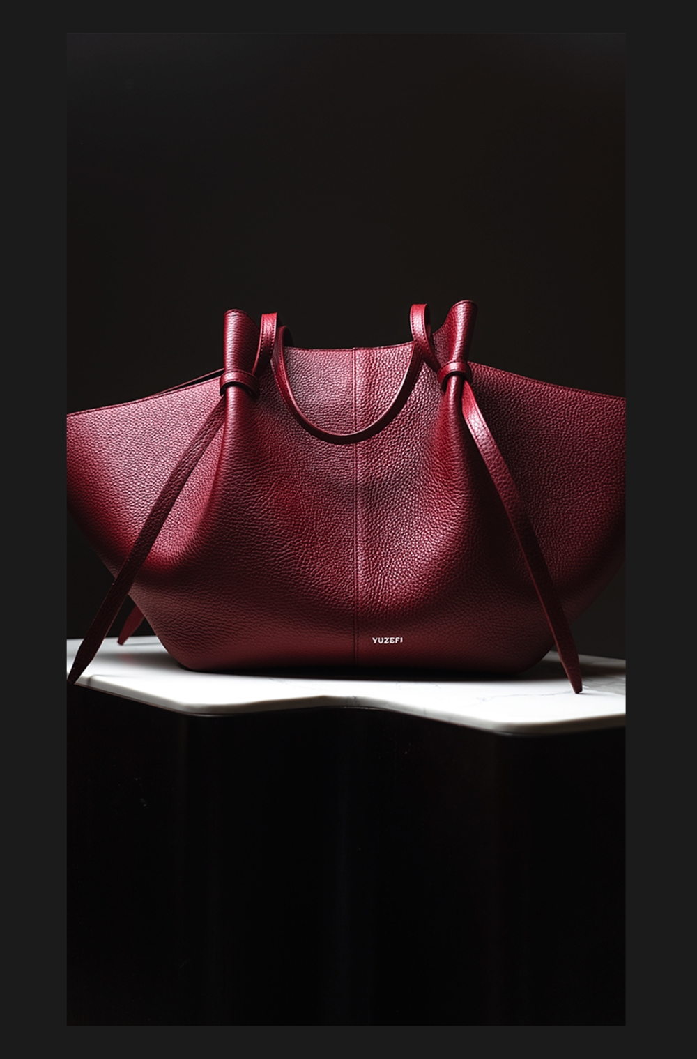 Yuzefi Large Mochi Pebble Grain Shoulder Bag cranberry 1231