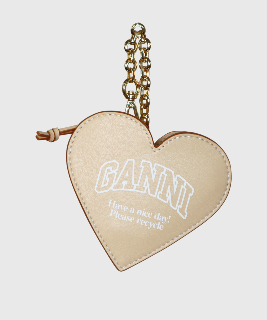 GANNI Funny Heart Zipped Coin Purse Buttercream-st001