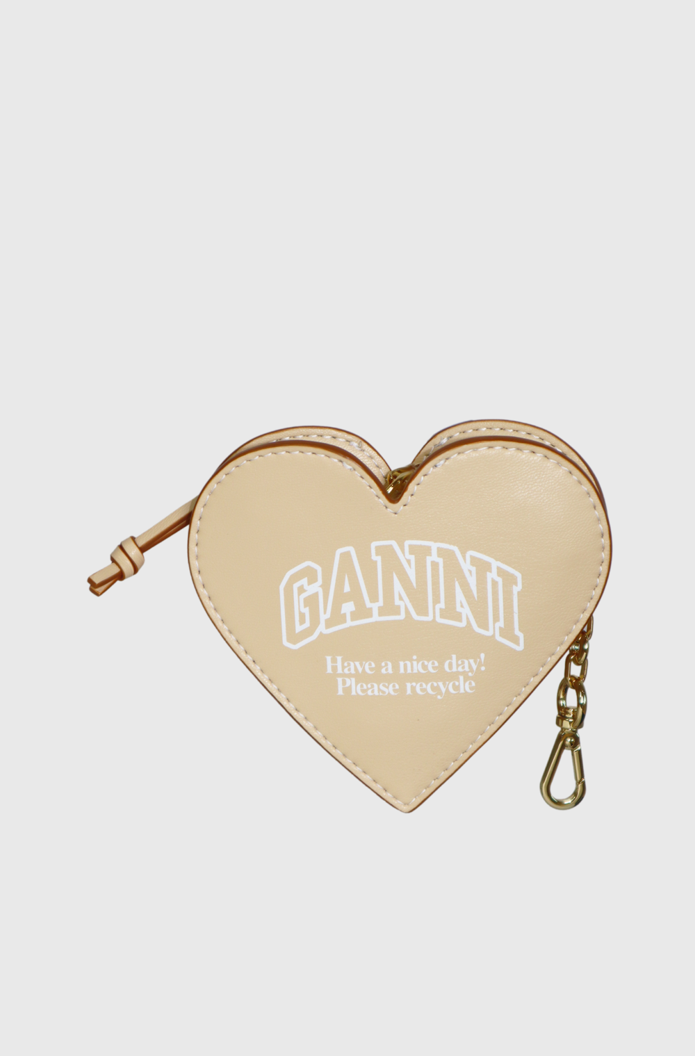 GANNI Funny Heart Zipped Coin Purse Buttercream-st002