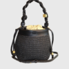 Ganni BOU BUCKET BAG RAFFIA Black - st003