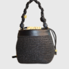 Ganni BOU BUCKET BAG RAFFIA Black - st004