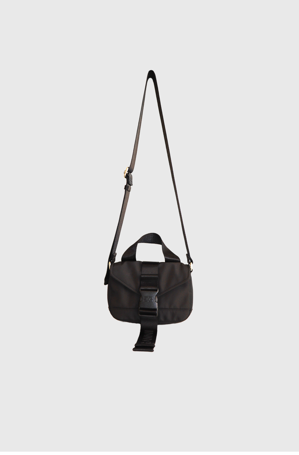 Ganni TECH MINI SATCHEL CROSSBODY BAG Black -st00001