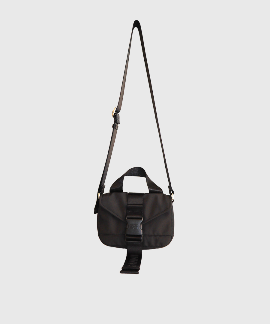 Ganni TECH MINI SATCHEL CROSSBODY BAG Black -st00001