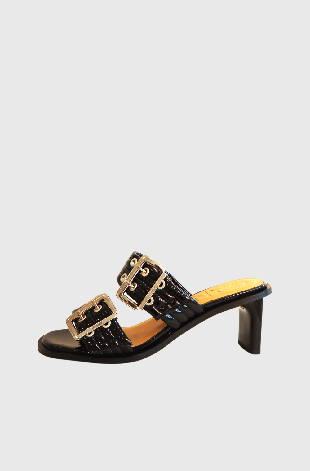 Ganni shoes BUCKLE HEELED MULE SANDALS Black-st0001