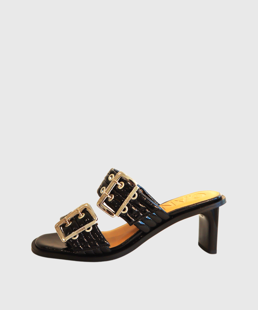 Ganni shoes BUCKLE HEELED MULE SANDALS Black-st0001