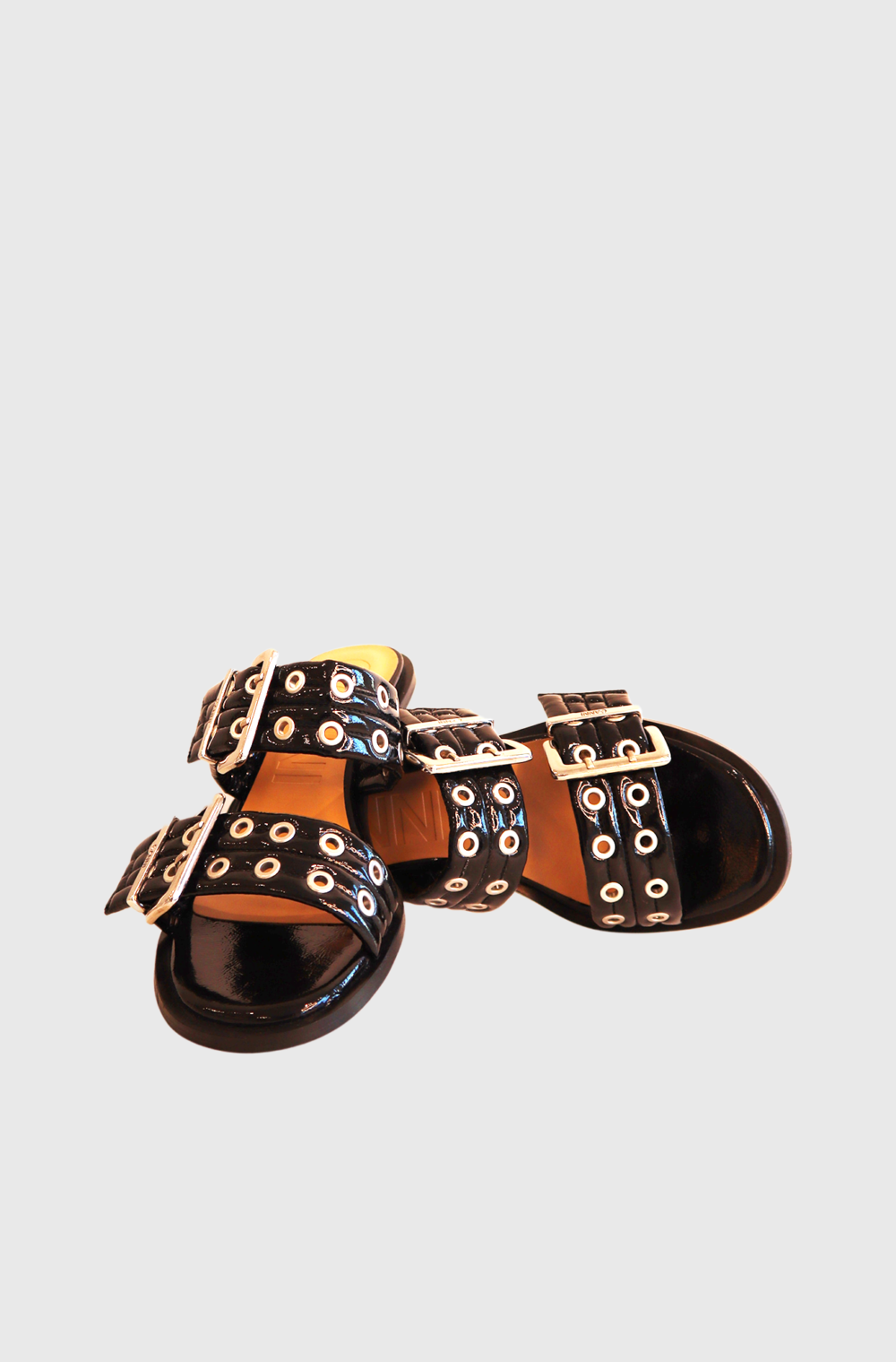 Ganni shoes BUCKLE HEELED MULE SANDALS Black-st0002