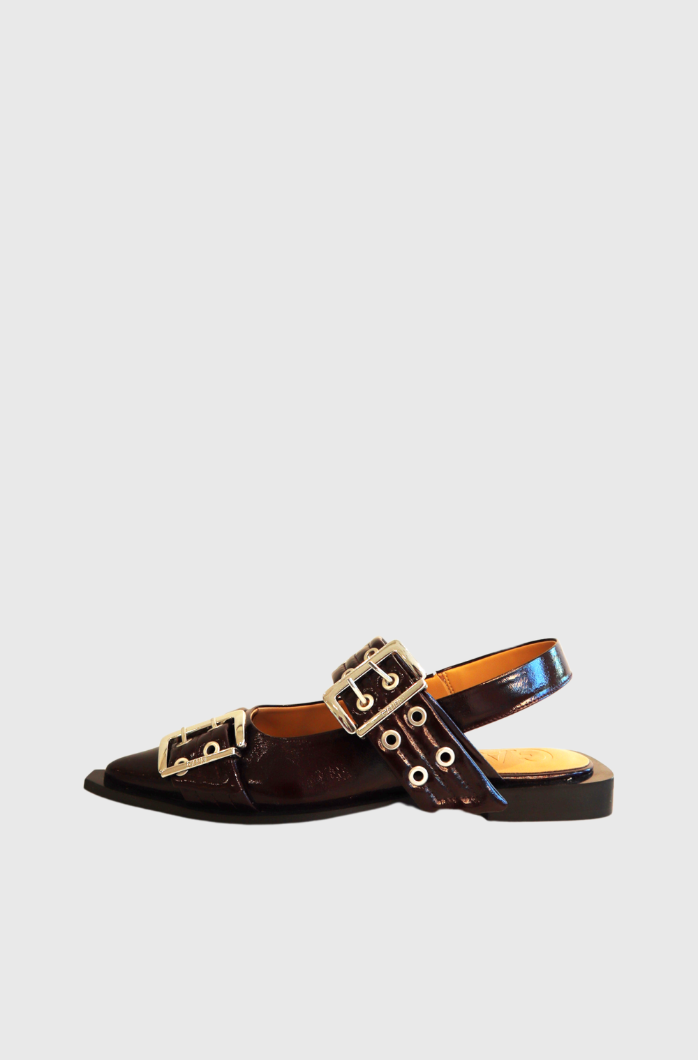 Ganni shoes FEMININE BUCKLE MULE NAPLACK Burgunda-st001