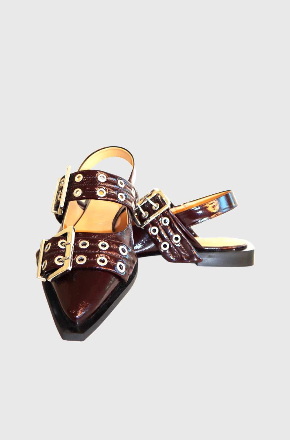 Ganni shoes FEMININE BUCKLE MULE NAPLACK Burgunda-st002