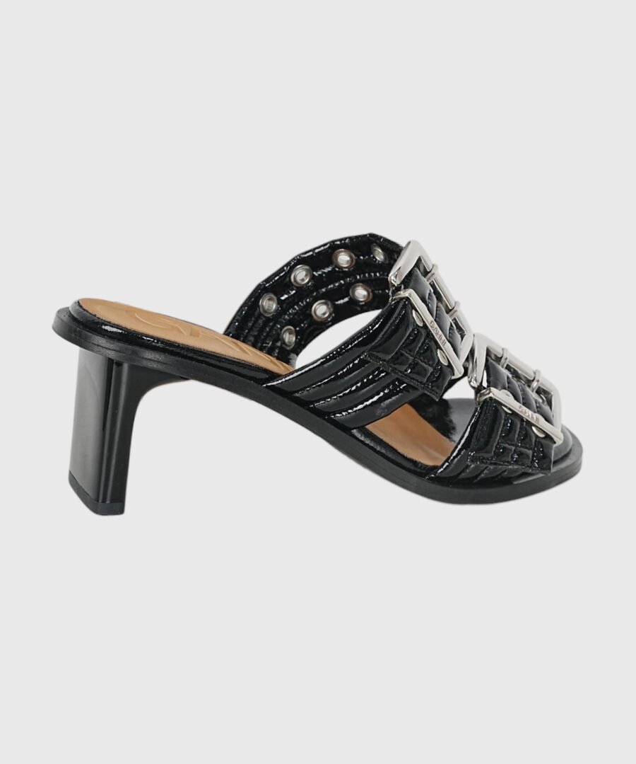 Ganni shoes BUCKLE HEELED MULE SANDALS Black-st000122