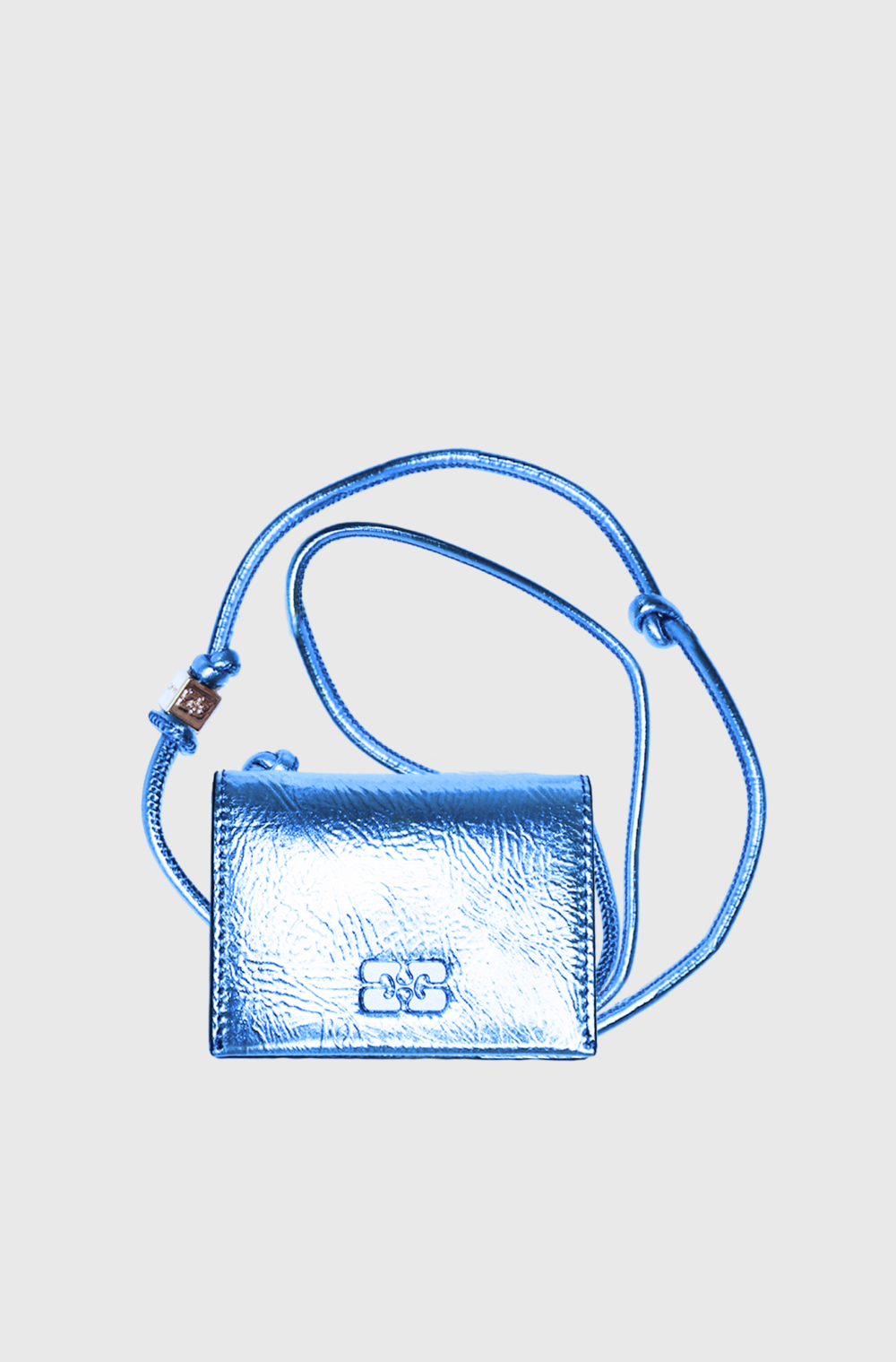 Ganni Bou Wallet with Strap Blue-st00001