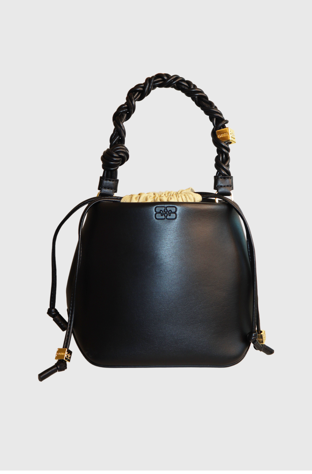 Ganni Bou leather bucket bag Black - st001