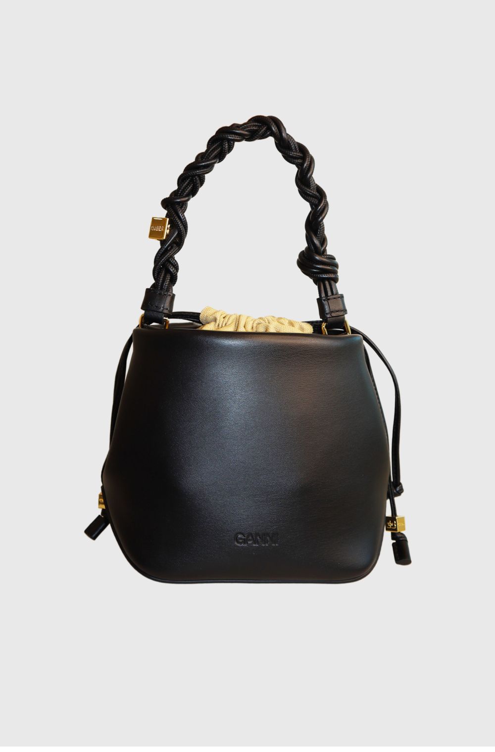 Ganni Bou leather bucket bag Black - st002