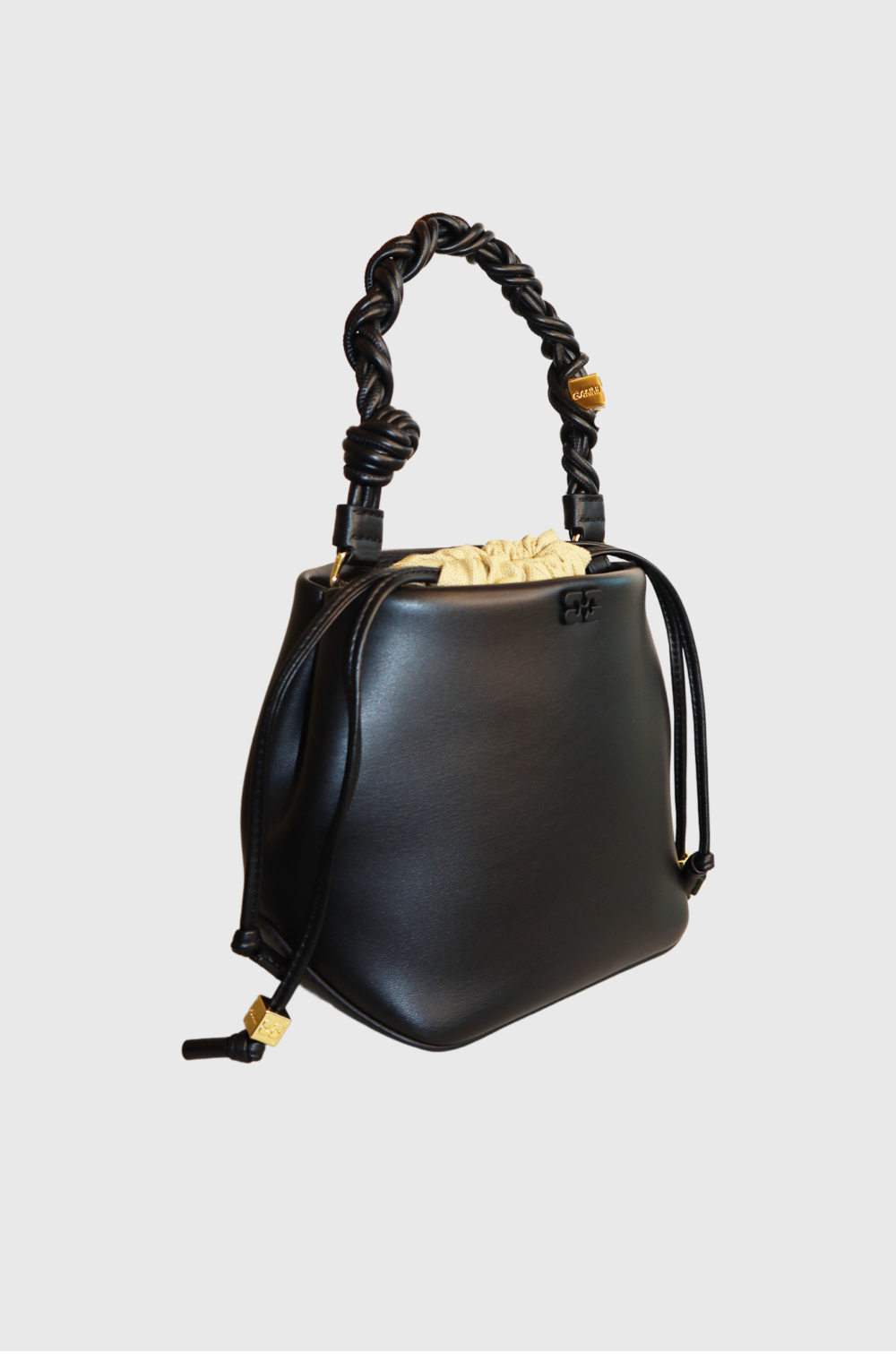 Ganni Bou leather bucket bag Black - st003