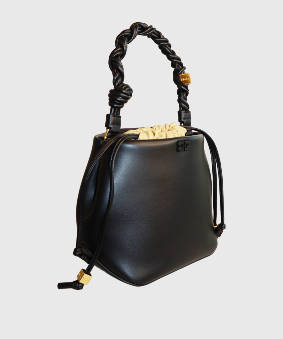 Ganni Bou leather bucket bag Black - st003