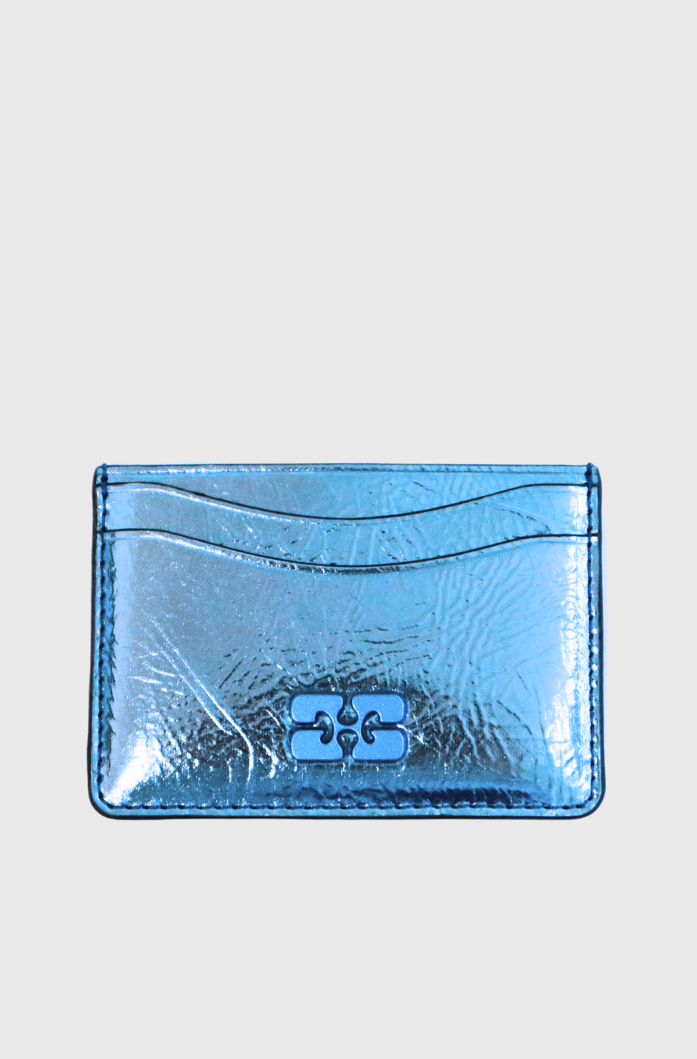 Ganni Metallic Bou card holderp Blue-st0001