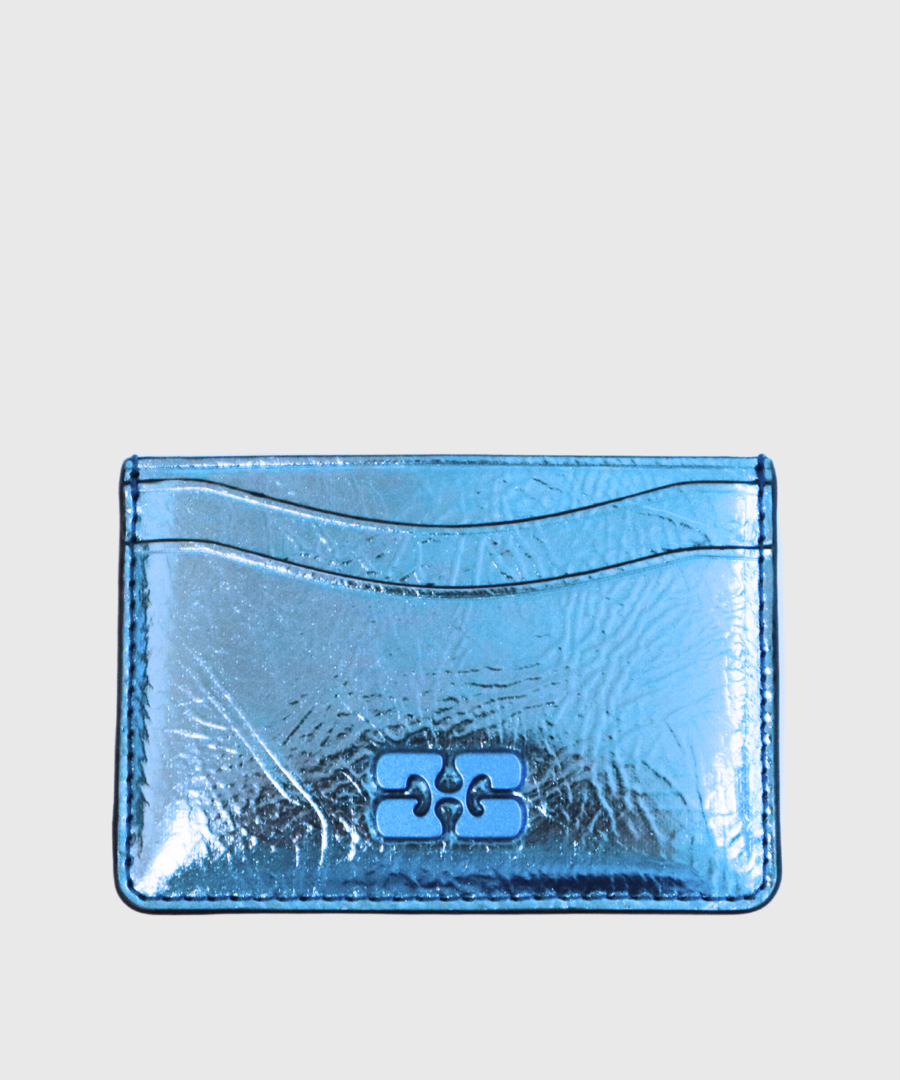 Ganni Metallic Bou card holderp Blue-st0001