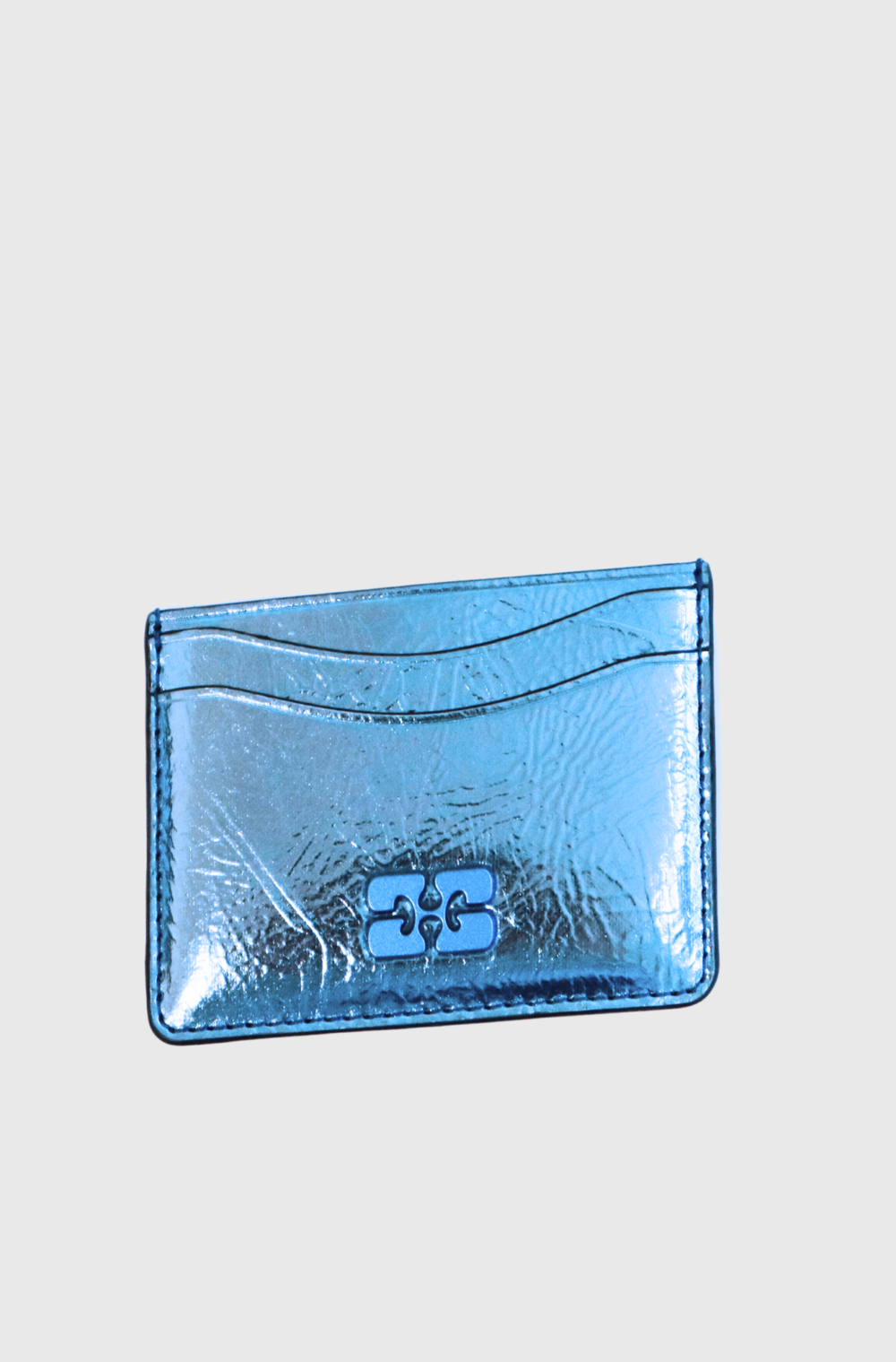 Ganni Metallic Bou card holderp Blue-st0002