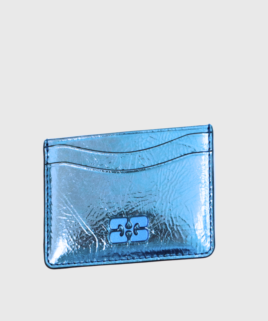 Ganni Metallic Bou card holderp Blue-st0002