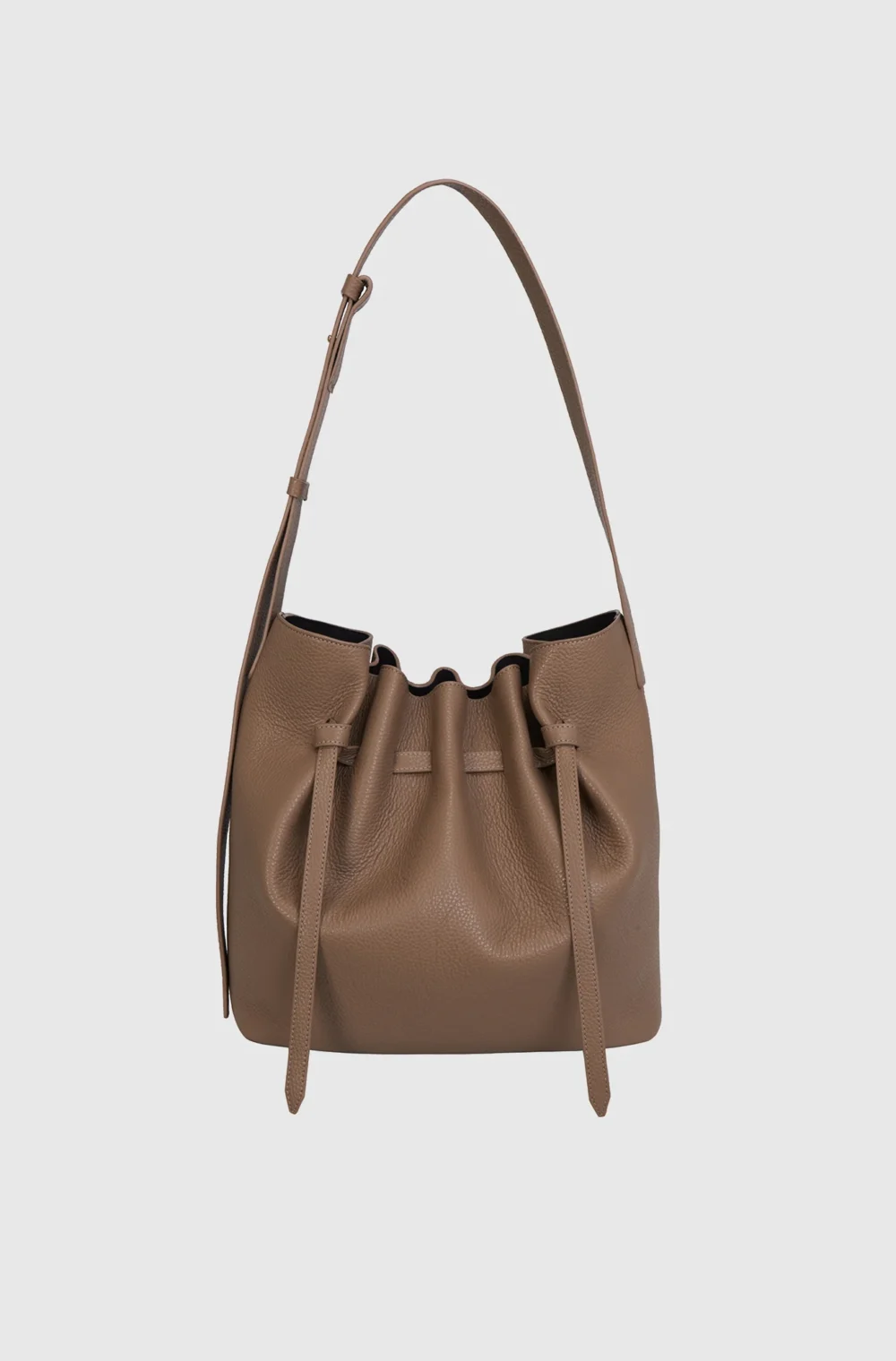 Scallop Pebble Grained Large Bucket Bag