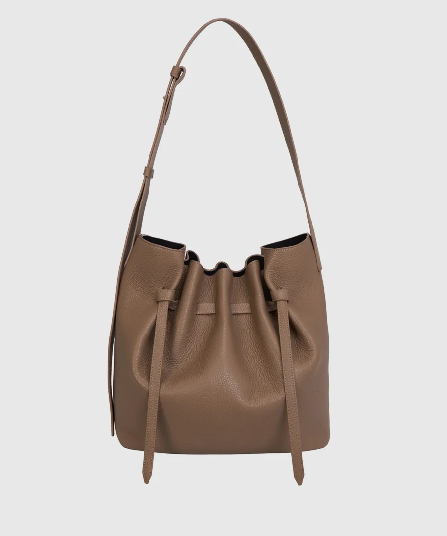 Scallop Pebble Grained Large Bucket Bag