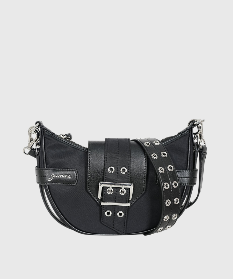 ganni Small Bucky Crossbody Bag - Black Nylon 01