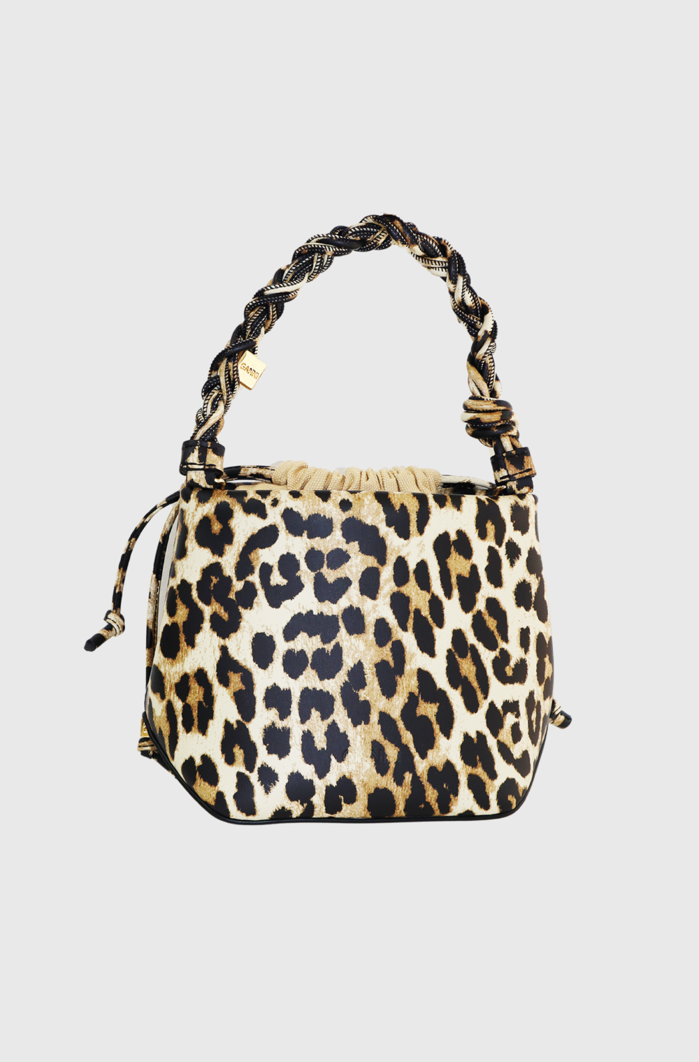 Ganni Bou Leather Bucket Bag Leopard -st001