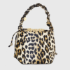 Ganni Bou Leather Bucket Bag Leopard -st001