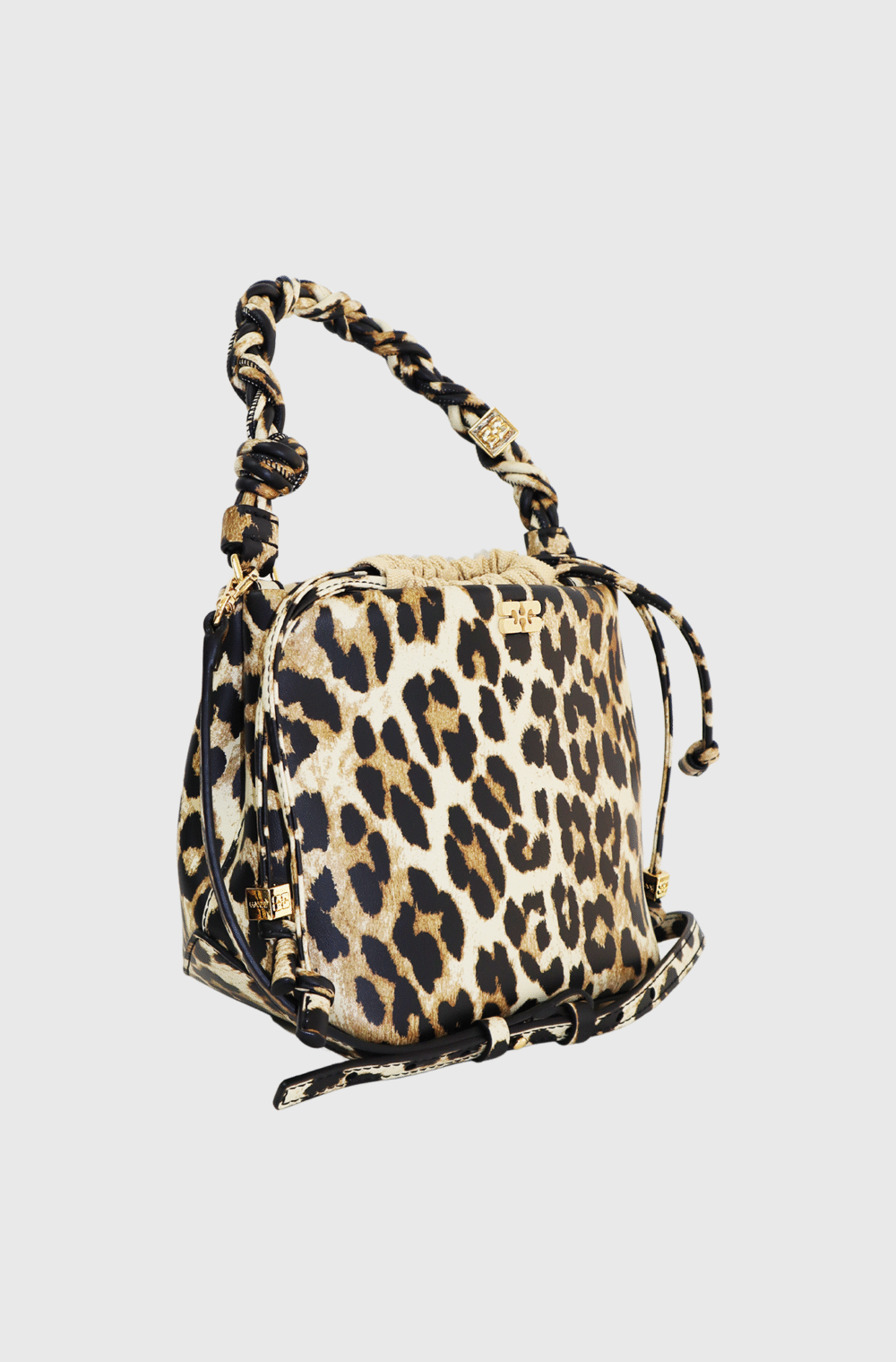 Ganni Bou Leather Bucket Bag Leopard-st003