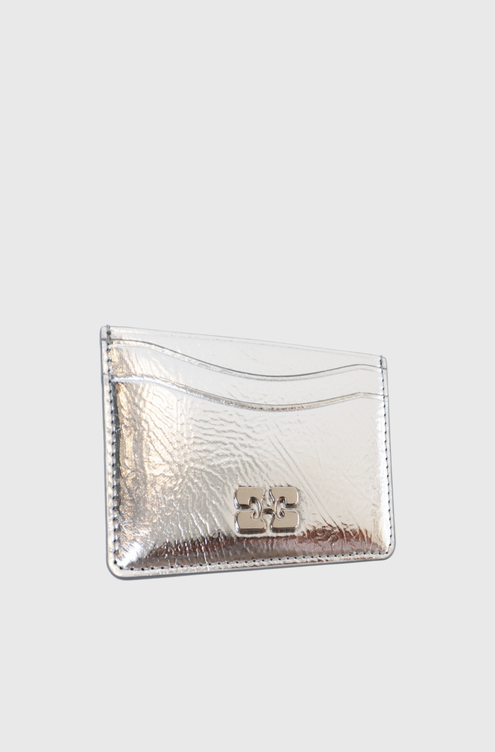 Ganni Bou Metallic Card Holder Silver - st000002