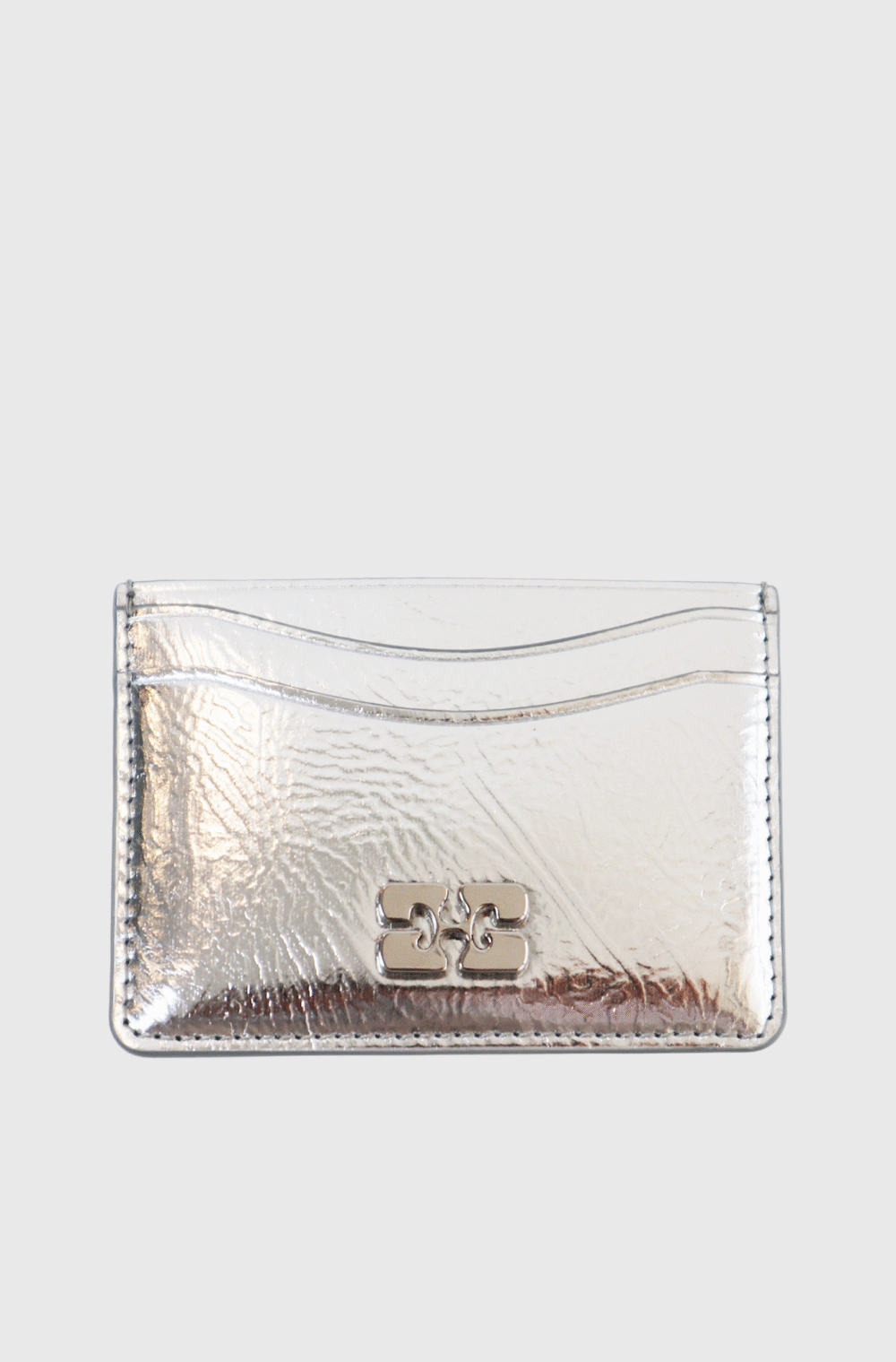 Ganni Bou Metallic Card Holder Silver - st0001