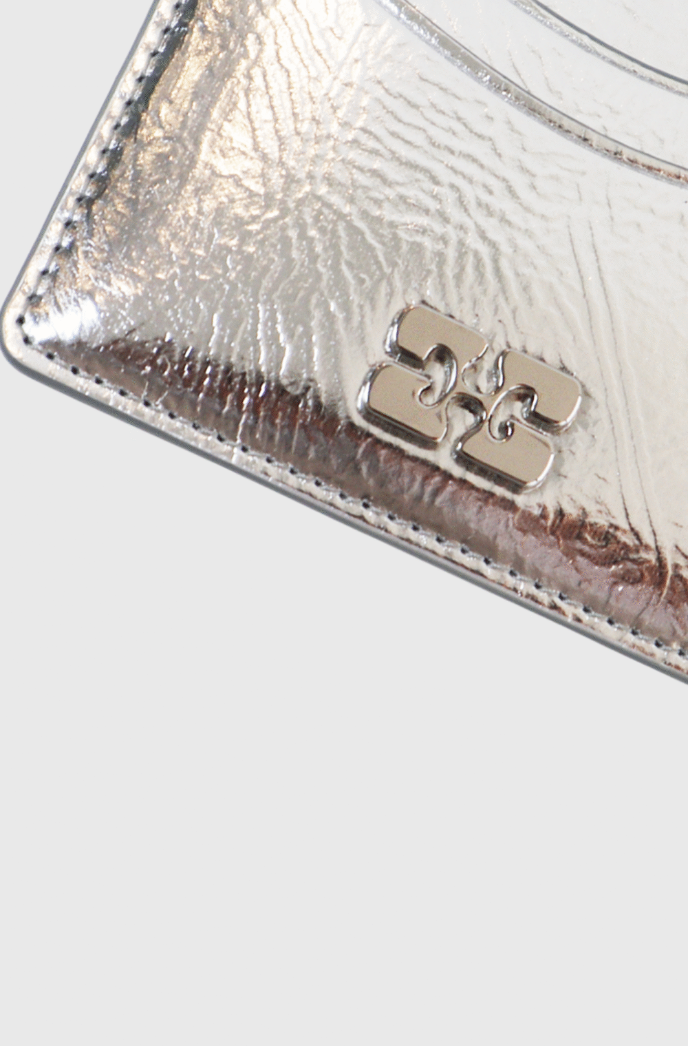 Ganni Bou Metallic Card Holder Silver - st0003
