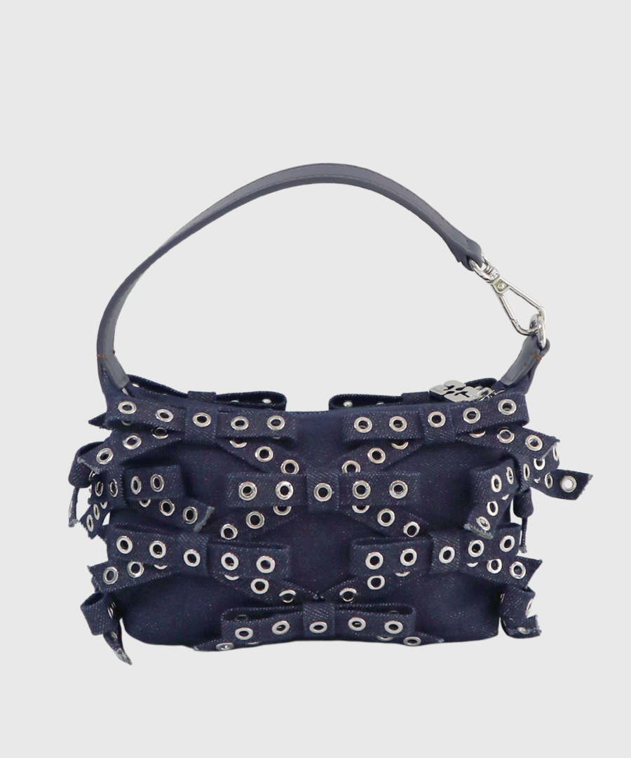 Ganni Denim Small Butterfly Pouch Bow Bag Dark Denim-st001