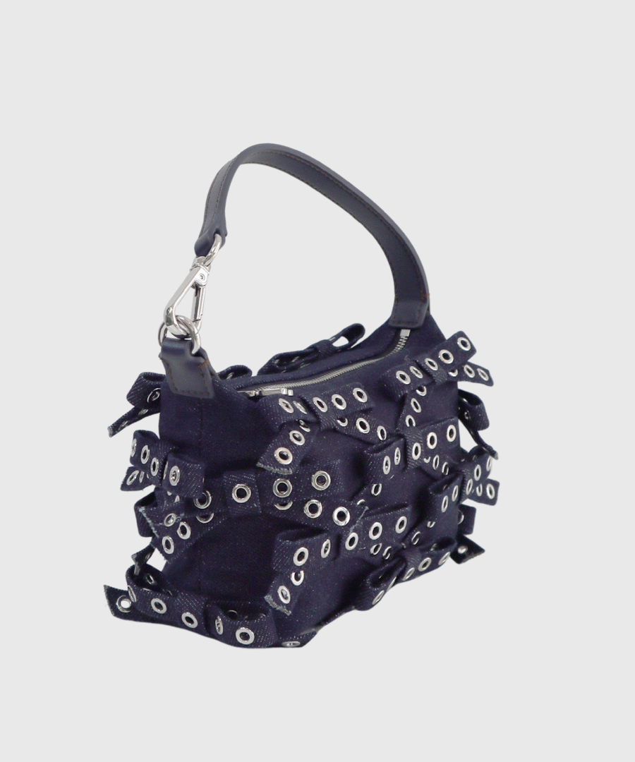 Ganni Denim Small Butterfly Pouch Bow Bag Dark Denim-st002
