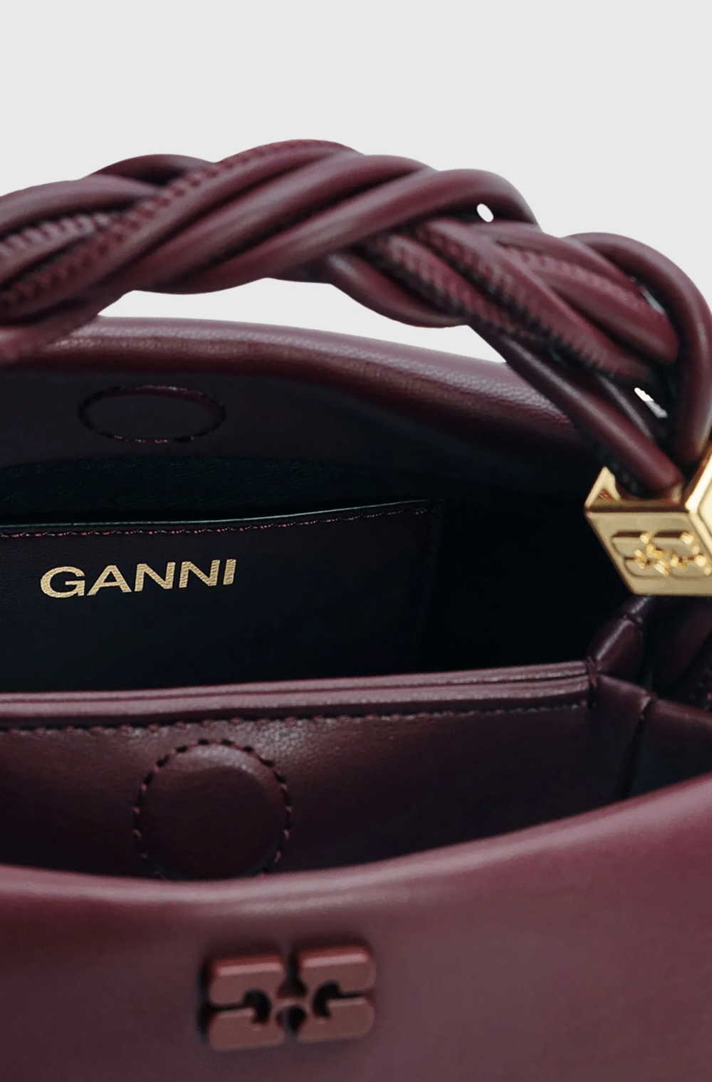 Ganni Small Leather Bou Bag Burgundy-st004