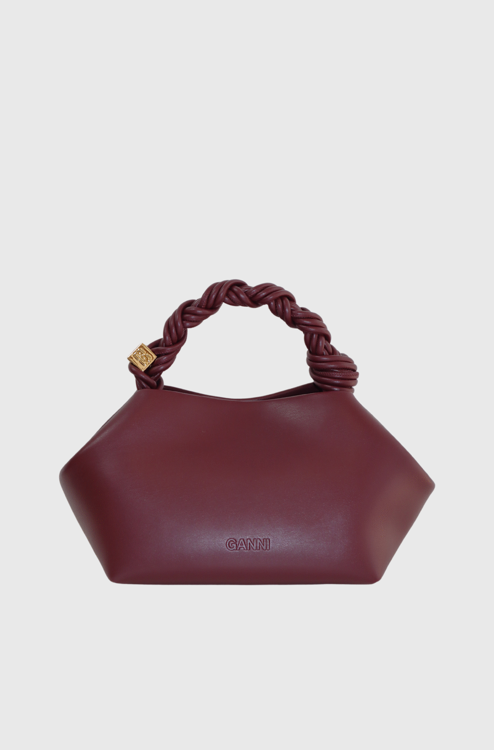 Ganni Small Leather Bou Bag Burgundy-st00002