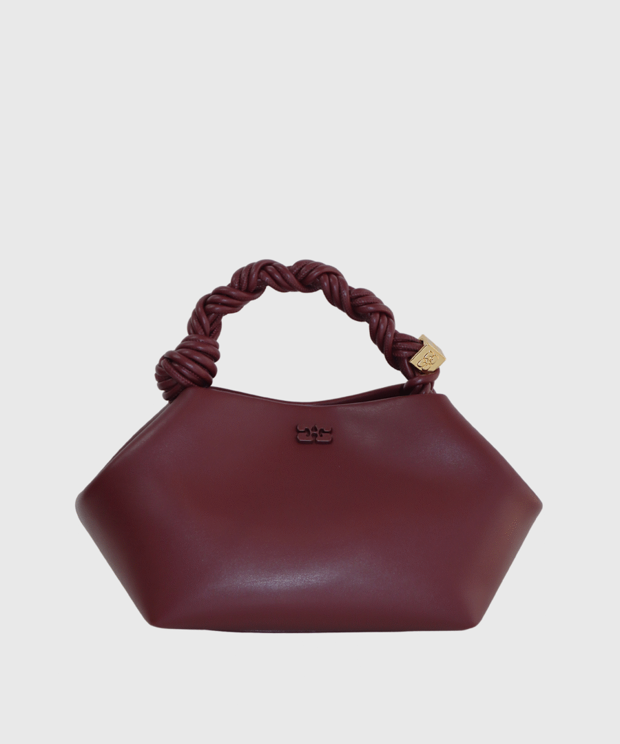 Ganni Small Leather Bou Bag Burgundy-st001