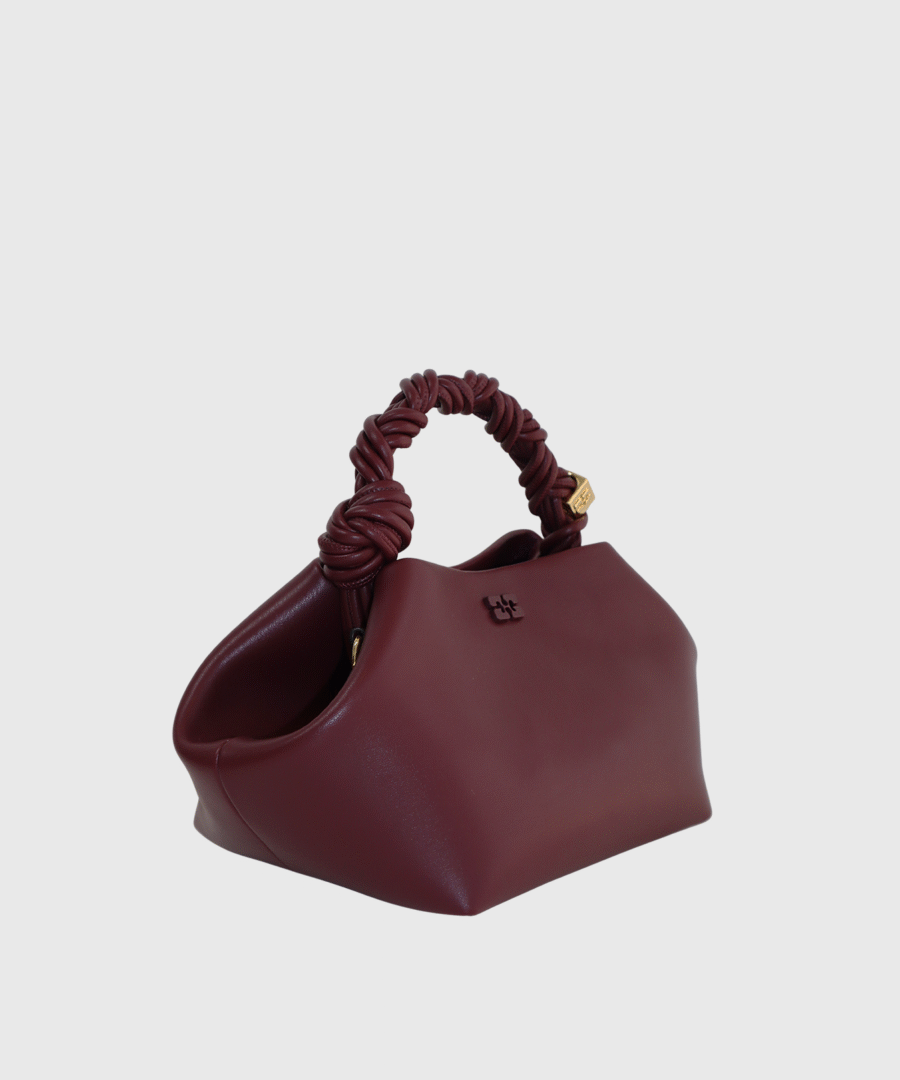 Ganni Small Leather Bou Bag Burgundy-st003