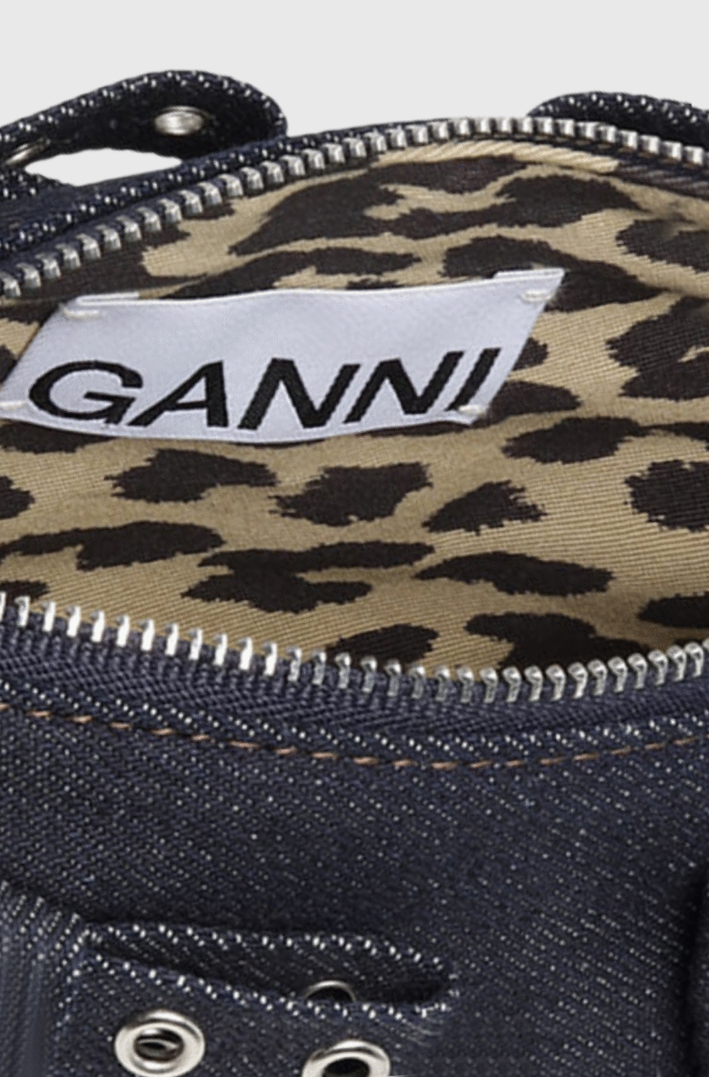 Ganni Denim Small Butterfly Pouch Bow Bag Dark Denim-st004