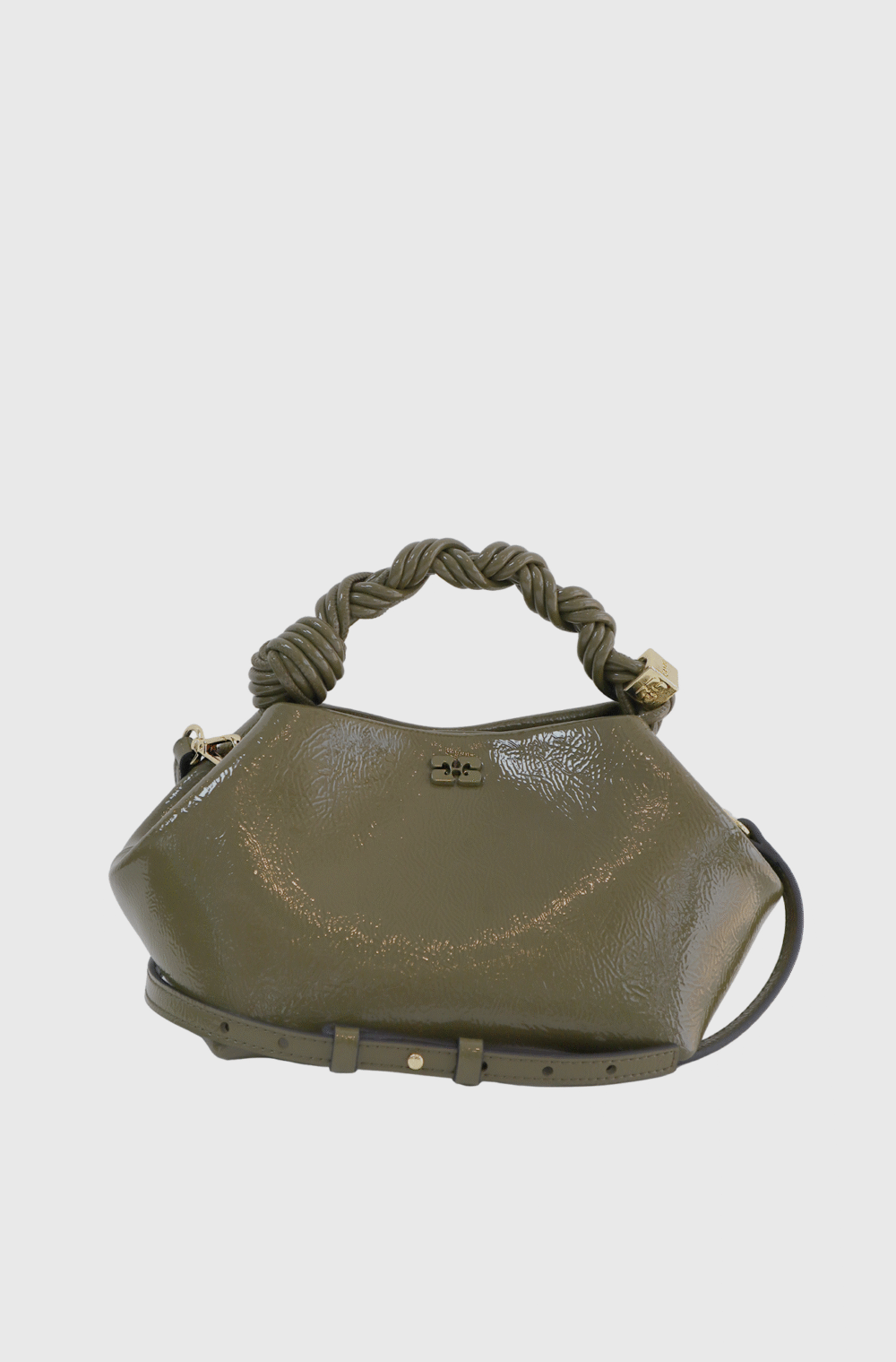 Ganni Small Patent Bou Bag Olive-st004