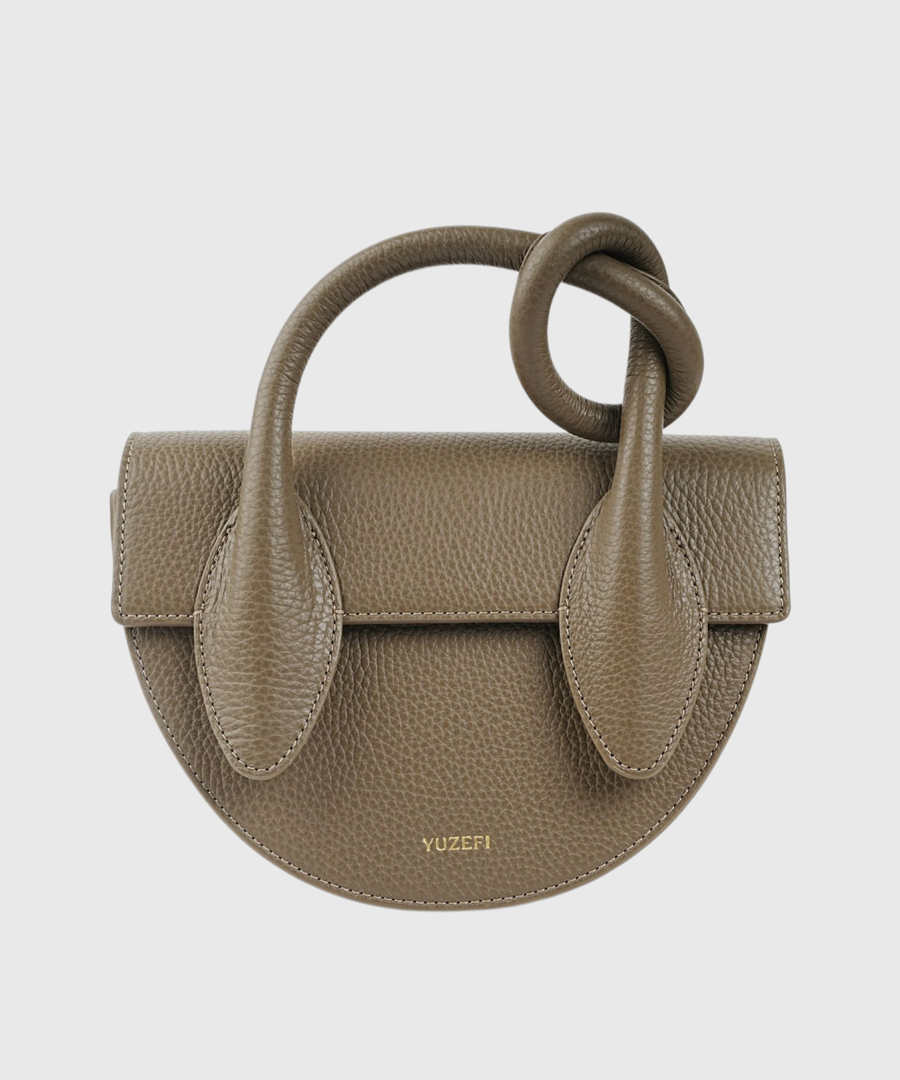 PRETZEL PEBBLE GRAINED LEATHER SHOULDER BAG taupe1