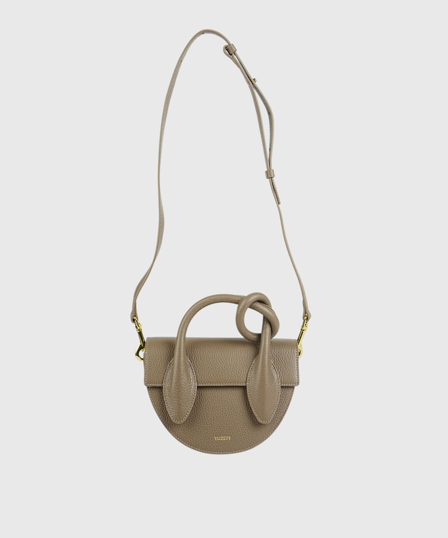 PRETZEL PEBBLE GRAINED LEATHER SHOULDER BAG taupe12353