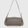YUZEFI OYSTER CLUTCH - PEBBLE GRAIN LEATHER-TAUPE - st005