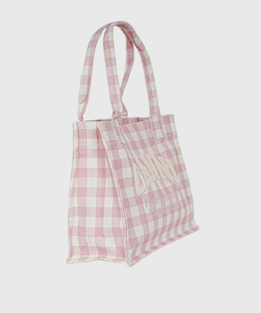 ganni VICHY CHECK LARGE TOTE 0012
